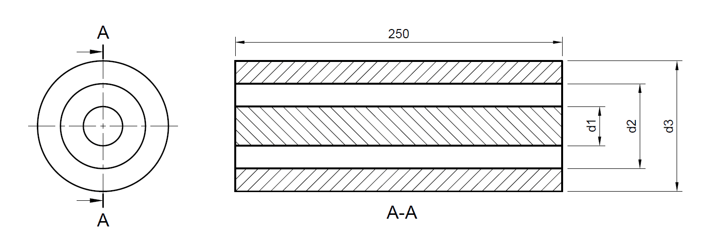 Technical drawing of a double-cylinder grain