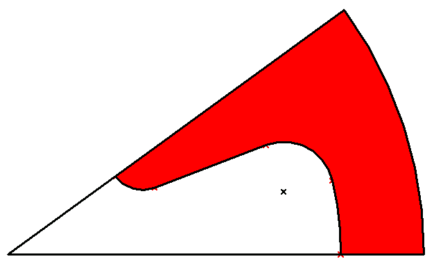 Star grain segment with remaining propellant highlighted in red