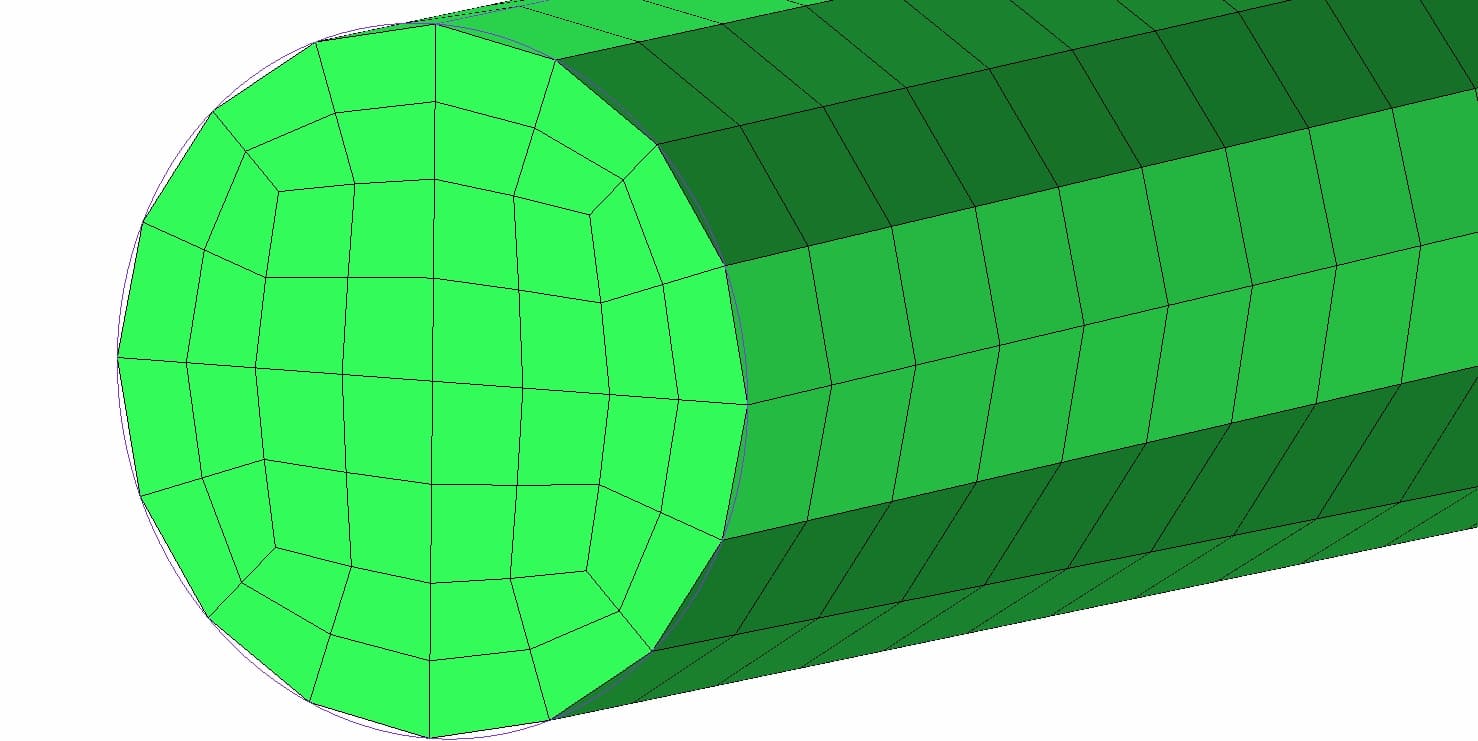 Structured hexahedral mesh of a circular cable cross-section with O-grid