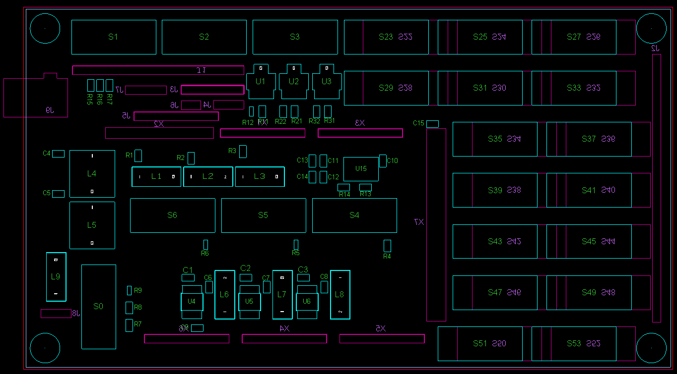 Component placement view of the PCB layout